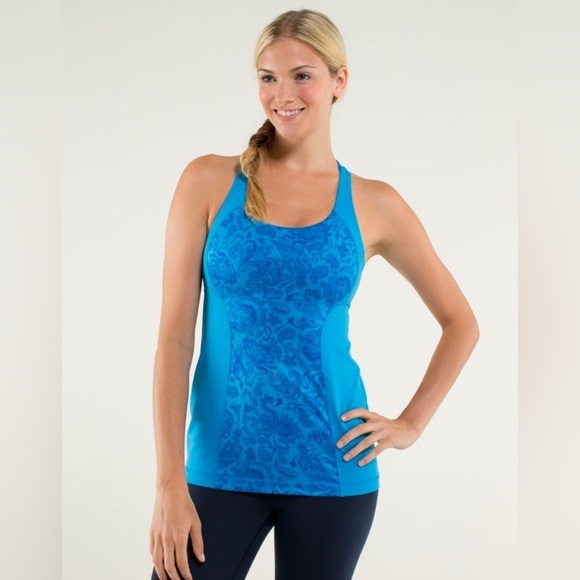 Lululemon Energy Tank Paisley Cornflower / Cornflower Size 8 - Picture 1 of 9